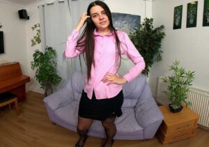 Emmeline Secretary With Black Stockings 8K Vr