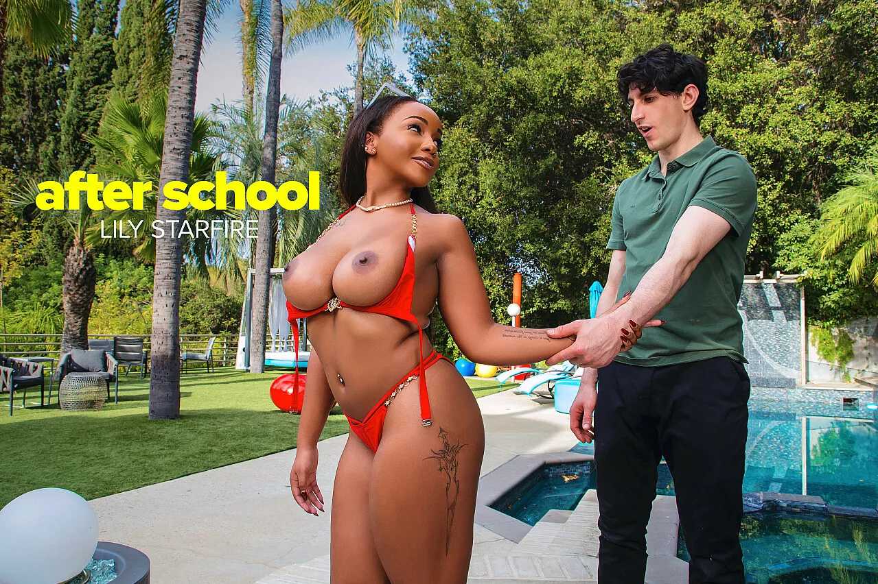 Sexy Lily Starfire Gets A Special Delivery After Class Some Lube And A Big Stiff Cock