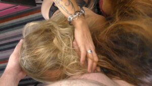 Melody Pleasure And Kimberly X Are Giving Stud A Delicious Hairjob And Fuck!
