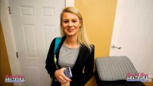 Blonde Cutie Goes Halfway