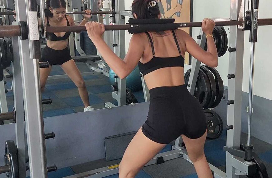 Asian Girl Working Out At Gym