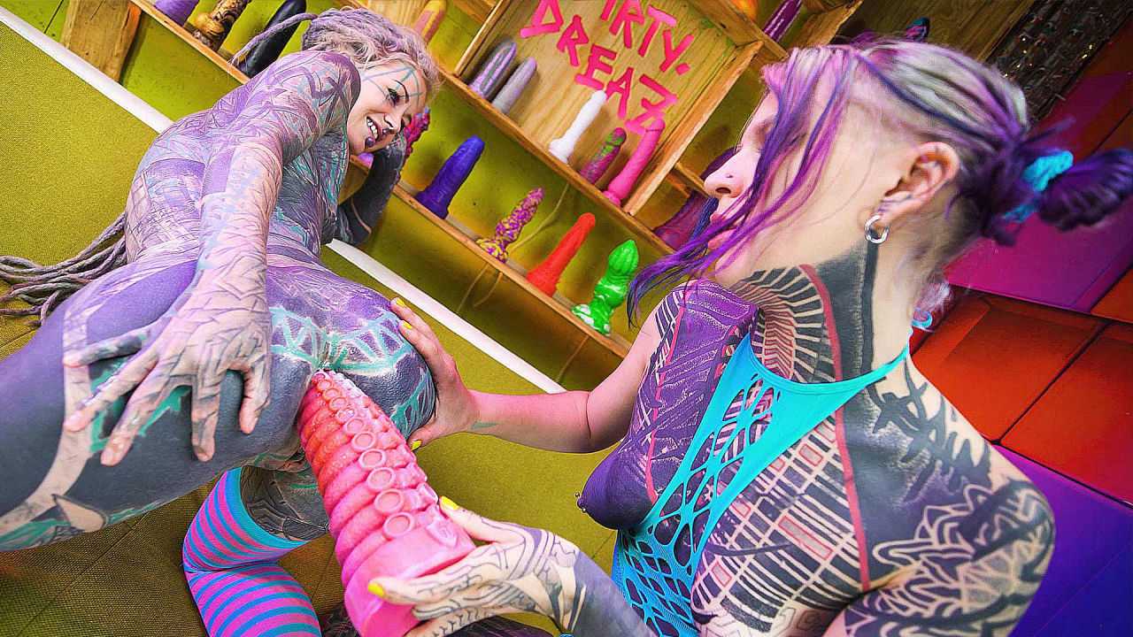 Inked Lesbians Toy Play and Penetration