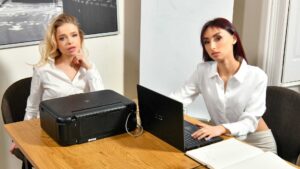 Alexa Flexy And Ashley Rabbit Do A Fiery Team Building Session In The Office